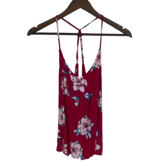 Billabong Burgundy Floral Halter Top - Size Medium - Picture 5 of 7